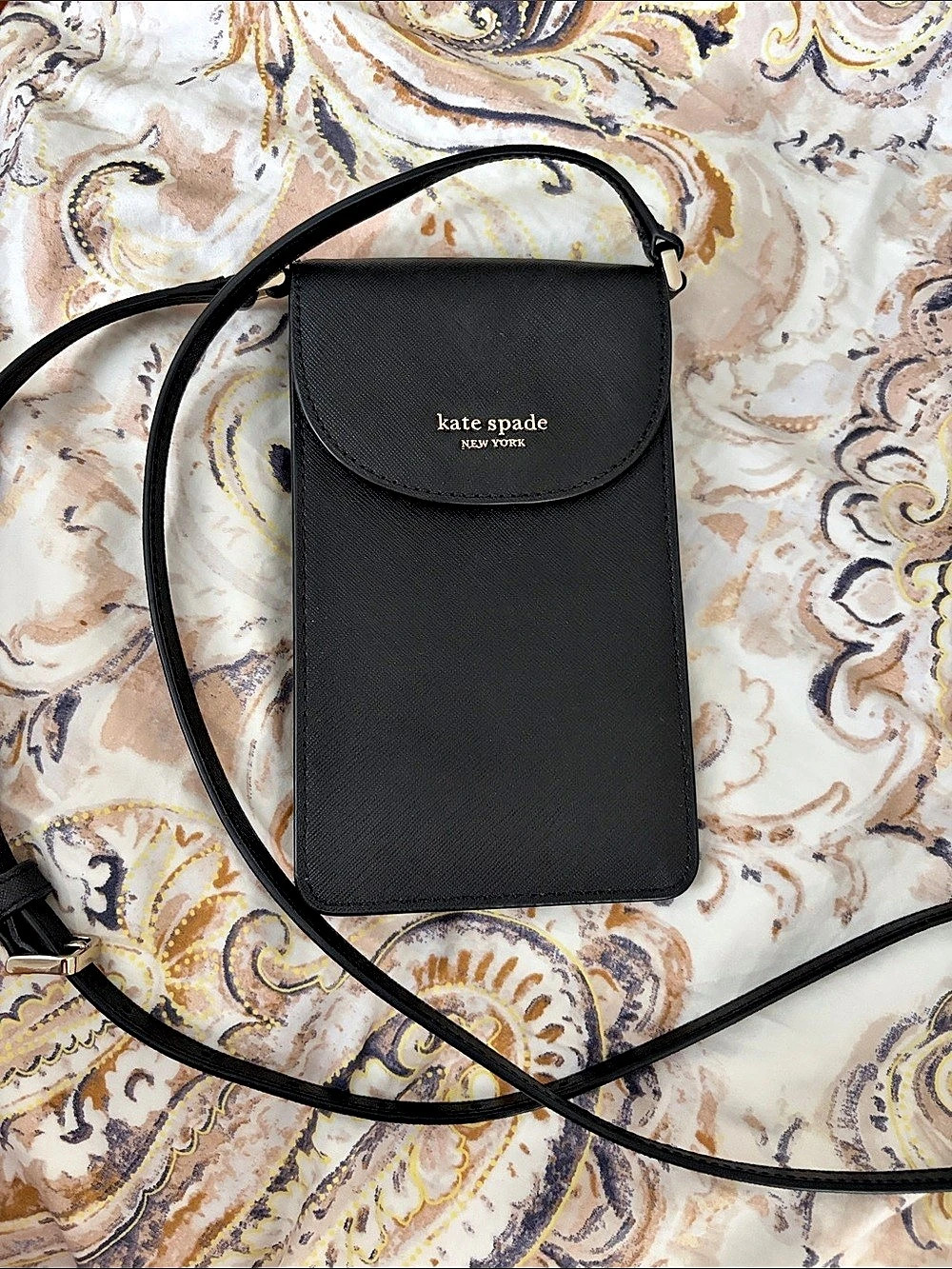 Kate Spade New York Serena Saffiano Leather Phone Crossbody Bag Black